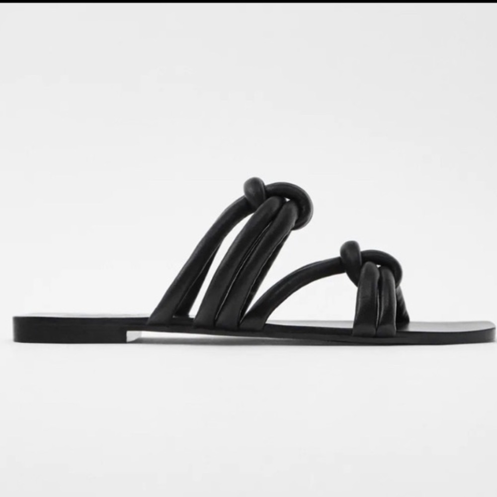 Zara Black Knotted Sandals